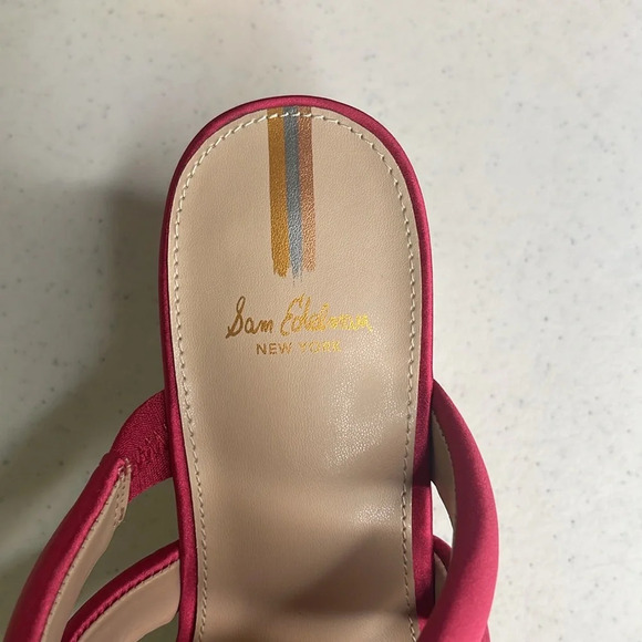 Sam Edelman Womens Fuchsia Satin Strappy Open Toe Cork Wedge Sandals Sz 8 M NIB - Picture 8 of 9
